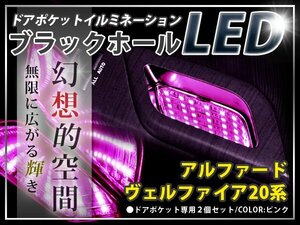 ★☆20系ヴェルファイア LＥＤ ドアポケット ブラックホール 桃 LED 内装 車内 ルーム ランプ 交換 ドレスアップ カスタム