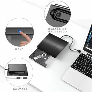 外付け DVDドライブ USB 3.0 type-c 外付CD・DVDドライブ CD/DVDプレーヤー 外付け光学ドライブ PC外付けの画像5