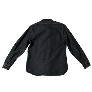 美品 STEVENSON OVERALL Co. スティーブンソンオーバーオール ワークシャツ シャツ 黒シャン ブラック シャンブレー ごま塩 チンスト マチの画像2