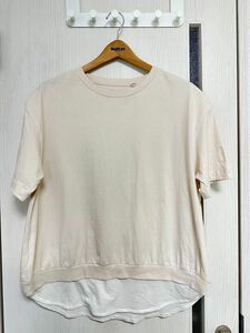 global work Tシャツ ベージュ 無地 半袖