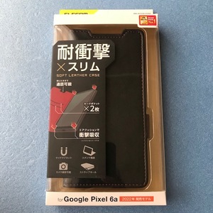 新品未使用☆Google Pixel 6a エレコム 耐衝撃 ソフトレザーケース 手帳型 ブラック