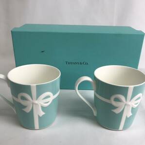 未使用品 TIFFANY＆CO. ティファニー ブルーボックス ブルーリボン ペアマグカップ 食器 プレゼント ギフト マグカップ ブランド 6j-3-3の画像1