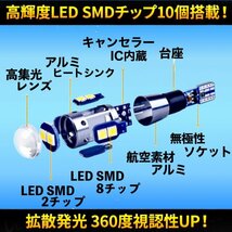 T10 T16 LED バルブ ホワイト 4個 10SMD 12V 24V CANBUS キャンセラー ポジション バックランプ ウインカー ナンバー 明るい 爆光 車検対応_画像9