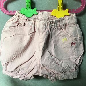 used 子供服 「 ブランシェス ショートパンツ 120サイズ 」女の子 ピンク色 ドッド柄 リボンの刺繍がかわいい / Branshes 春 夏 