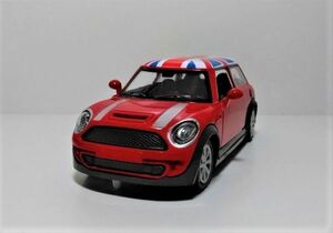 【送料無料】BMW MINI COOPER １／２８サイズ サイドドア開閉 プルバックタイプ ヘッドライト点灯 エンジンサウンド付 ミニクーパー 赤