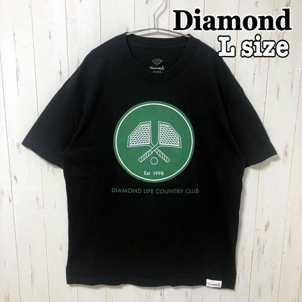 Diamond ダイアモンド Tシャツ 半袖 プリント 黒 ブラック Lサイズ コットン 古着 海外古着 クルーネック