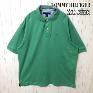 TOMMY HILFIGER トミーヒルフィガー ポロシャツ 半袖 ワンポイント 緑 グリーン オーバーサイズ ビッグシルエット 輸入 古着 海外古着