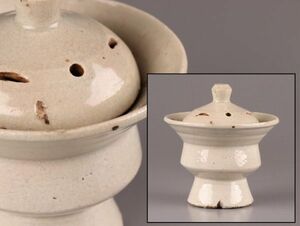 古美術 朝鮮古陶磁器 李朝 白磁 香炉 時代物 極上品 初だし品 C5373