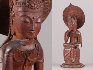 仏教美術 時代木彫 弥勒菩薩 仏像 時代物 極上品 初だし品 C5489