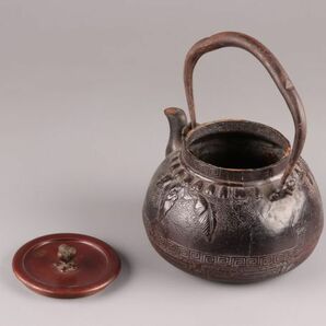煎茶道具 龍文堂造 名人造 銅製蓋 時代鉄瓶 時代物 極上品 初だし品 C5501の画像8