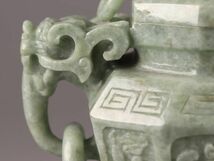 中国古玩 唐物 緑砡石 翡翠 置物 遊環 香炉 時代物 極上品 初だし品 C5738_画像6