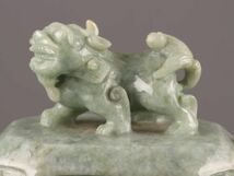 中国古玩 唐物 緑砡石 翡翠 置物 遊環 香炉 時代物 極上品 初だし品 C5738_画像4