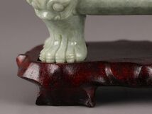 中国古玩 唐物 緑砡石 翡翠 置物 遊環 香炉 時代物 極上品 初だし品 C5738_画像8