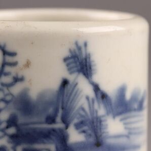 中国古玩 唐物 煎茶道具 染付 青華 巾筒 時代物 極上品 初だし品 C5811の画像6