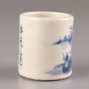 中国古玩 唐物 煎茶道具 染付 青華 巾筒 時代物 極上品 初だし品 C5811の画像5