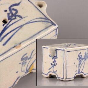 古美術 朝鮮古陶磁器 書道具 李朝 白磁 染付 水滴 時代物 極上品 初だし品 C5784の画像1