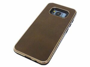 送料無料 Galaxy S8 SC-02J SCV36 ギャラクシー docomo ドコモ AU ジャケット 無地 フェイクレザー 合成皮革 ケース カバー ダークブラウン