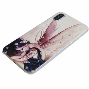 Art hand Auction iPhone XS Max Veste Paillettes Peinture Mignon Impression Plastique Strass Housse Plume, accessoires, Coque iPhone, Pour iPhone XS Max