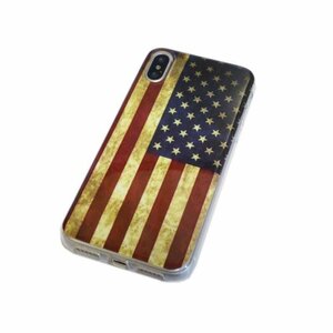 Art hand Auction iPhone XS/X iPhone X iPhone XS Veste Peinture Motif Impression Brillant TPU Coque Souple Étoiles et Rayures Drapeau Américain, accessoires, Coque iPhone, Pour iPhone XS