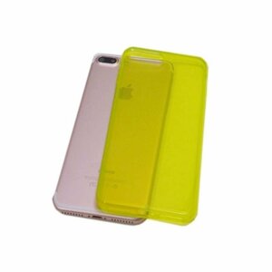 iPhone 8 Plus/iPhone 7 Plus アイフォン アイホン プラス シンプル 無地 光沢 TPU ソフト ケース カバー クリアイエロー 透明/黄色