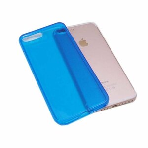 iPhone 8 Plus/iPhone 7 Plus プラス シンプル 無地 光沢 TPU ソフト アイフォン アイホン ケース カバー クリアブルー 透明/青色