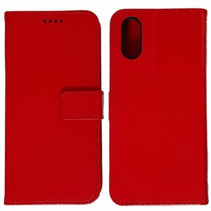 Xperia 5 V SO-53D(docomo)/SOG12(au)/楽天モバイル版/XQ-DE44 合皮レザー 手帳型 スタンド カード入れ ケース カバー レッド 赤色