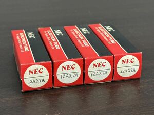 未使用品？ NEC製 真空管 12AX7A (同ロット801) 4本セット 白文字 箱付き