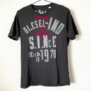 【DIESEL】 ディーゼル Tシャツ TEE 半袖 クルーネック 夏服 プリント ロック メンズ 匿名配送 黒 ブラック S