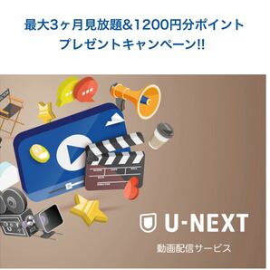 3ヶ月無料トライアル＋毎月1,200円分ポイント U-NEXT ユーネクスト 動画雑誌見放題/映画レンタル/マンガ購入/クーポン 新規登録者限定の画像1