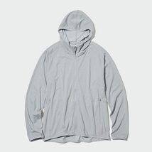 ほぼ新品 即決あり UNIQLO ユニクロ ドライEX UVカットフルジップパーカ メッシュ ストレッチ ラグラン ライトグレー 456788_画像1