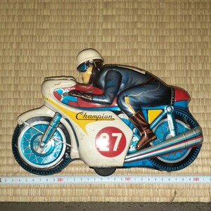  жестяная пластина подлинная вещь мотоцикл Showa Retro Vintage жестяная пластина. игрушка champion bike