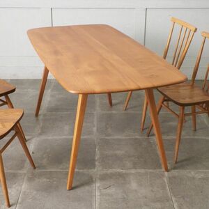 IZ78818F★レア Ercol プランクテーブル エルム アーコール ダイニングテーブル 英国 ヴィンテージ 木製 シンプル ナチュラル ビンテージ