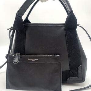 1円【最高級】BALENCIAGA バレンシアガ ネイビーカバス XS パンチング 2way ハンドバッグ ショルダー パンチング レザー ブラック 黒 の画像1