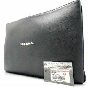 1 jpy [S class beautiful goods hard-to-find goods ]BALENCIAGA Balenciaga Every tei clutch bag second bag gray leather men's lady's high capacity 