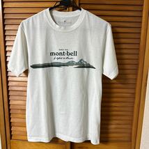 モンベル Tシャツ メンズL 半袖Tシャツ クルーネック 中古 白 登山 キャンプ アウトドア 速乾性　_画像1