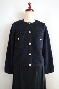 2023 NOLLEY'S Nolley's fwafwa crew neck jacket cardigan feather woven navy size 38