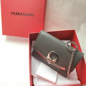 FERRAGAMO サルバトーレフェラガモ カードケース 名刺入れ ダークグレー DP-22D198