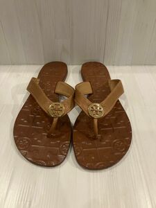 未使用 トリーバーチ TORY BURCH サンダル 6M 23cm レザー ライトブラウン 