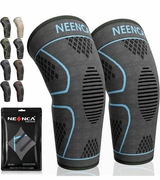 NEENCA 膝サポーター 2枚セット　ブラック×スカイブルー　サイズ３XL スポーツ　ランニング