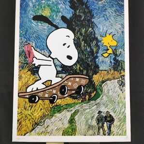 世界限定100枚 DEATH NYC アートポスター 67 ポップアート スヌーピー SNOOPY ウッドストック PEANUTS ゴッホ 糸杉 星月夜の画像1