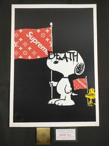 世界限定100枚 DEATH NYC アートポスター 77 ポップアート SNOOPY スヌーピー ウッドストック PEANUTS 旗 シュプリーム LV