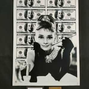 世界限定100枚 DEATH NYC アートポスター A14 オードリー・ヘプバーン Audrey Hepburn ティファニーで朝食を 100ドル札の画像1