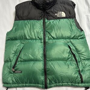 【良品】THE NORTH FACE Nuptse Vest ヌプシベスト M ブラック×グリーン