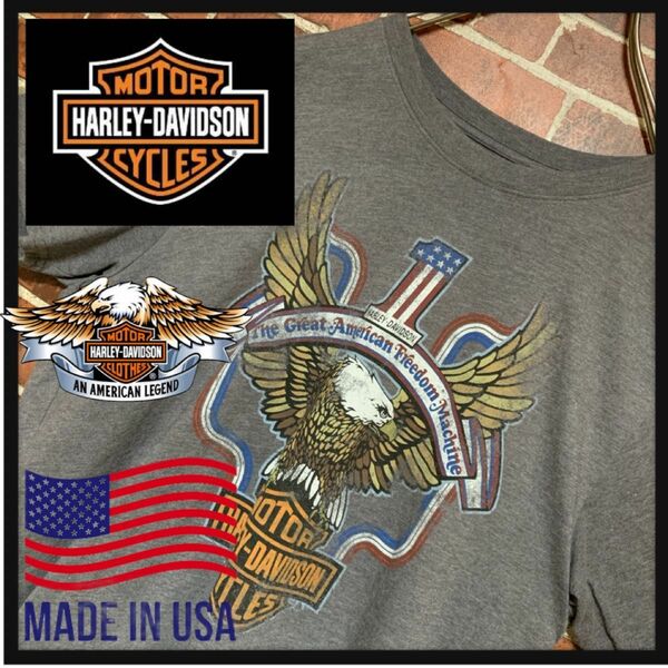 【USA製】HARLEY-DAVIDSON★ハーレーダヴィドソン★アメリカン★イーグル★Tシャツ★L★古着★バイカー★バイク★単車