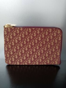 1円 1スタ Christian Dior クリスチャンディオール L字ファスナー クラッチバッグ セカンドバッグ ポーチ トロッター ゴールド金具