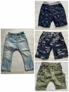 【90サイズまとめ売り】ズボン4枚セット ハーフパンツ デニム ハーパン 紺系