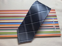 Paul Smith ポールスミスMade in Italy ネクタイグレー黒チェック柄シルク100_画像1