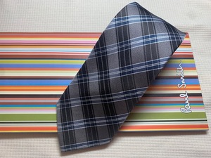 Paul Smith ポールスミスMade in Italy ネクタイ茶色チェック柄シルク100