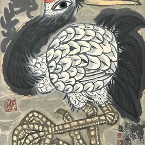 【FCP】 真作保証 粛粲寶 紙本彩色画69.2x53.8cm 「鶴」 師・黒田清輝、小林古径 帝展 院展出品の画像2