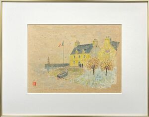 Art hand Auction [FCP] Guaranteed authenticity Kunihiko Kuroki Paperback watercolor No. 4 Spring in Brittany Created in 1986 Member of Salon d'Automne Member of the French Landscape Painters Association Teacher: Ryusuke Nishimura, painting, oil painting, Nature, Landscape painting